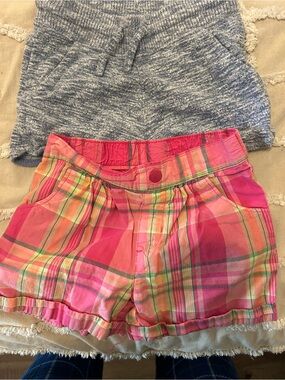 Source Unknown Pink Plaid Pull-On Shorts with Green & Yellow Accents
